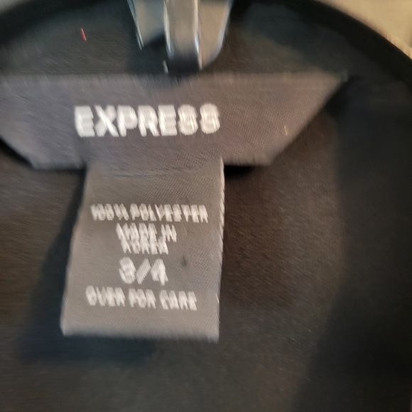 Vintage Express Collared Black White Trim Ruffle Poet Sleeve True Wrap Dress - Picture 3 of 4